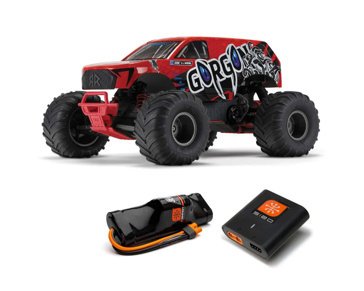 ARA3230ST2 Arrma Gorgon 4X2 MEGA 550 Brushed 1/10 Monster Truck RTR (Red) w/SLT2 2.4GHz Radio, Battery & Charger