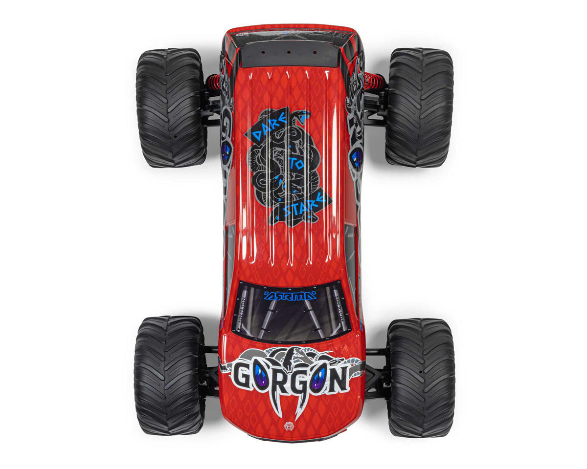 ARA3230ST2 Arrma Gorgon 4X2 MEGA 550 Brushed 1/10 Monster Truck RTR (Red) w/SLT2 2.4GHz Radio, Battery & Charger