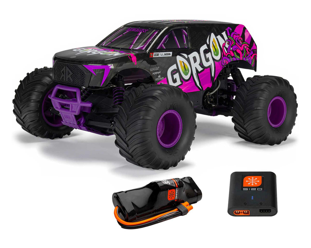 ARA3230ST4 Arrma Gorgon 4X2 MEGA 550 Brushed 1/10 Monster Truck RTR (Purple) w/SLT2 2.4GHz Radio, Battery & Charger
