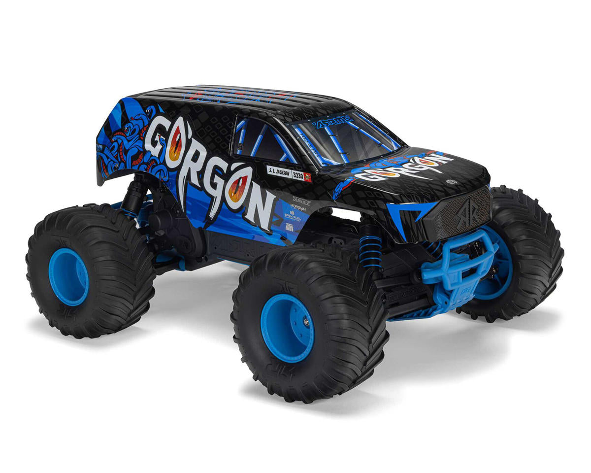 ARA3230ST5 Arrma Gorgon 4X2 MEGA 550 Brushed 1/10 Monster Truck RTR (Blue) w/SLT2 2.4GHz Radio, Battery & Charger
