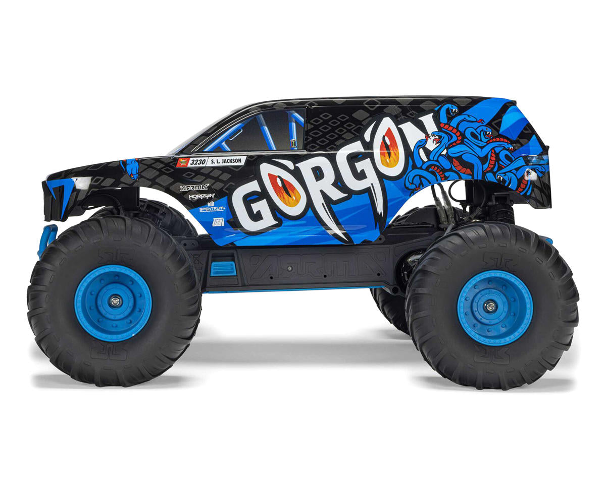 ARA3230ST5 Arrma Gorgon 4X2 MEGA 550 Brushed 1/10 Monster Truck RTR (Blue) w/SLT2 2.4GHz Radio, Battery & Charger