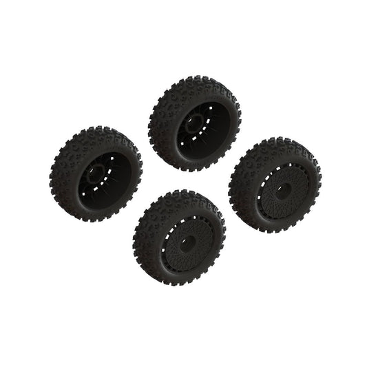 ARA550114 Arrma dBoots '2-HO' Tire, 12mm Hex On Black Wheels (4)