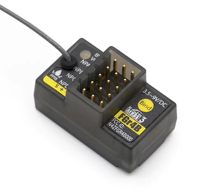 FGR4B Flysky FGR4B 2.4Ghz 4 Channel Rec, Lay Down w/ External Antenna
