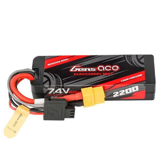 GEA222S60X76GT Gens Ace G-Tech 2200mAh 2S 7.4V 60C HardCase Lipo w/ XT60 Plug