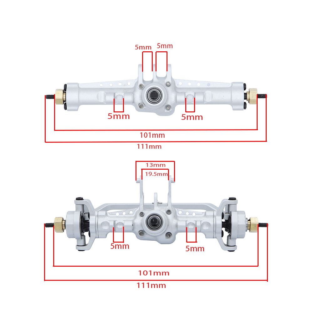 HDTTRX4M057B Hobby Details 1/18 TRX-4M Aluminum Front & Rear Axles - Blk (2)