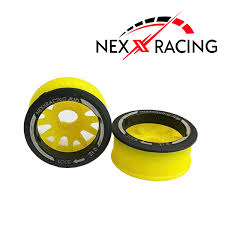 NXUSA-EVO-F-0-Y Nexx Racing “JUD” threaded carbon-fiber reinforced EVO Flanged Front Wheels (2) pcs for Mini-Z (YELLOW)