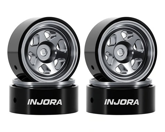 W7001TI-18 Injora Axial SCX30 D18 0.7" 6-Spoke Aluminum Micro Rock Crawler Beadlock Wheels (Titanium) (4) (4g ea)