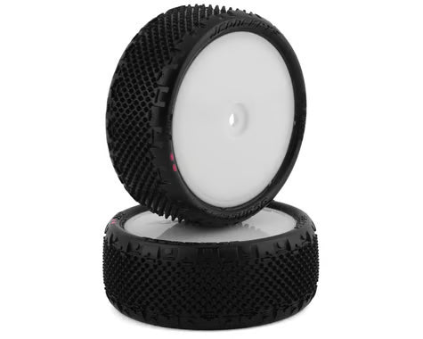 JCO3182-101011 JConcepts Pin Swag 2.2" Pre-Mounted 4WD Front Buggy Carpet Tires (White) (2) w/12mm Hex (Pink)