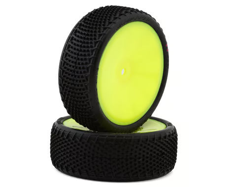 JCO4061-201011 JConcepts Fuzz Bite LP Wide 2.2" Pre-Mounted 2WD Front Buggy Carpet Tires (Pink) (Yellow) (2) w/12mm Hex