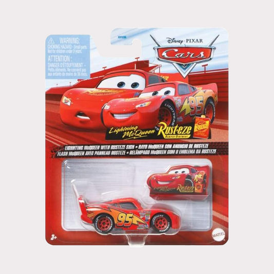 Disney Pixar Cars Lightning McQueen With Rusteze Sign