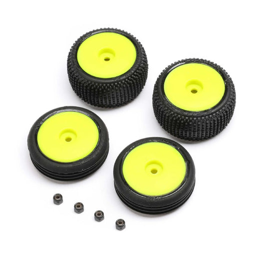 LOS-1762 Losi Tires, Wheels, Yellow, Mounted: Micro-B