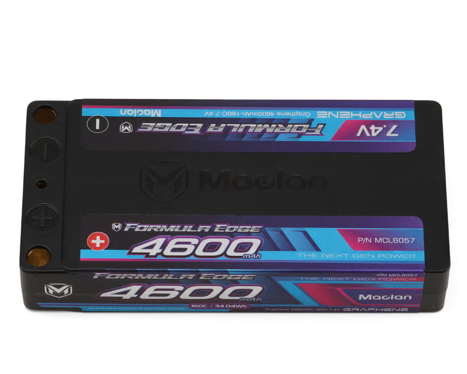 MCL6057 Maclan Formula Edge 2S 160C Shorty LiPo Battery (7.4V/4600mAh) w/5mm Bullets