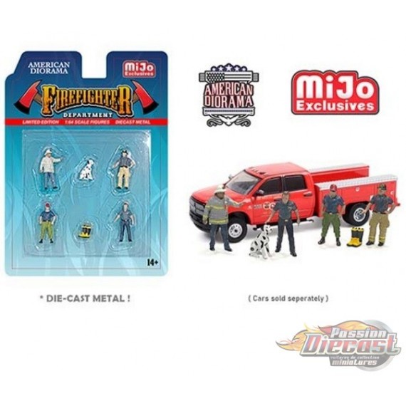 MiJo Exclusives Firefighter Department American Diorama Limited Edition 1/64 Scale Figures Diecast Metal