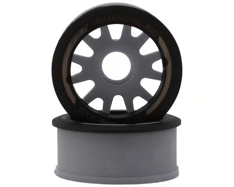 NXUSA-EVO-F-0-G NEXX Racing Mini-Z RWD "JUD" EVO Front Threaded Side-Wall Carbon Fiber Rims (0mm Offset) (Grey) (2)