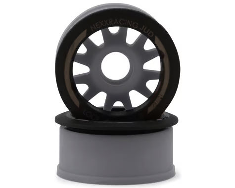 NXUSA-EVO-F-2-G NEXX Racing Mini-Z RWD "JUD" EVO Front Threaded Side-Wall Carbon Fiber Rims (-2mm Offset) (Grey) (2)
