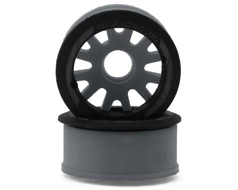 NXUSA-EVO-F+1-G NEXX Racing Mini-Z RWD "JUD" EVO Front Threaded Side-Wall Carbon-Fiber Rims (1mm Offset) (Grey) (2)