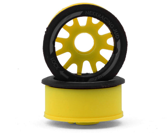 NEXX Racing Mini-Z RWD "JUD" EVO Front Threaded Side-Wall Carbon Fiber Rims (2mm Offset) (Yellow) (2)