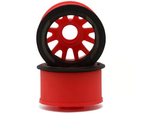 NXUSA-EVO-R+2-R NEXX Racing Mini-Z RWD "JUD" EVO Rear Threaded Side-Wall Carbon Fiber Rims (2mm Offset) (Red) (2)