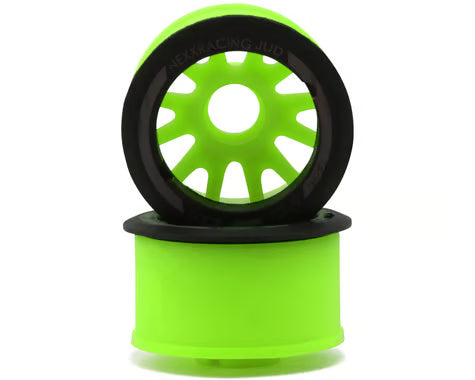 NXUSA-EVO-R+3-GR Nexx Racing Mini-Z RWD "JUD" EVO Rear Threaded Side-Wall Carbon Fiber Rims (3mm Offset) (Green) (2)