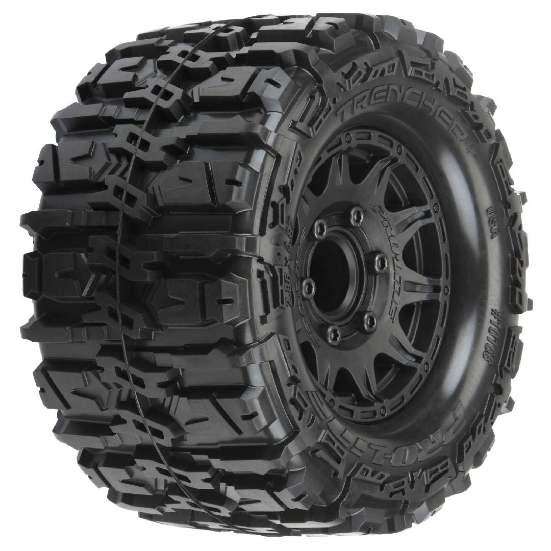 PRO1016810 Pro-Line Trencher 2.8" BELTED Tires on Black Rem Hex Wheels (2)