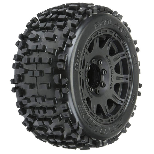 PRO117810 Pro-Line Badlands 3.8" All Terrain Tires Mounted on Raid Black 8x32 Removable Hex Wheels for 17 mm MT Front or Rear