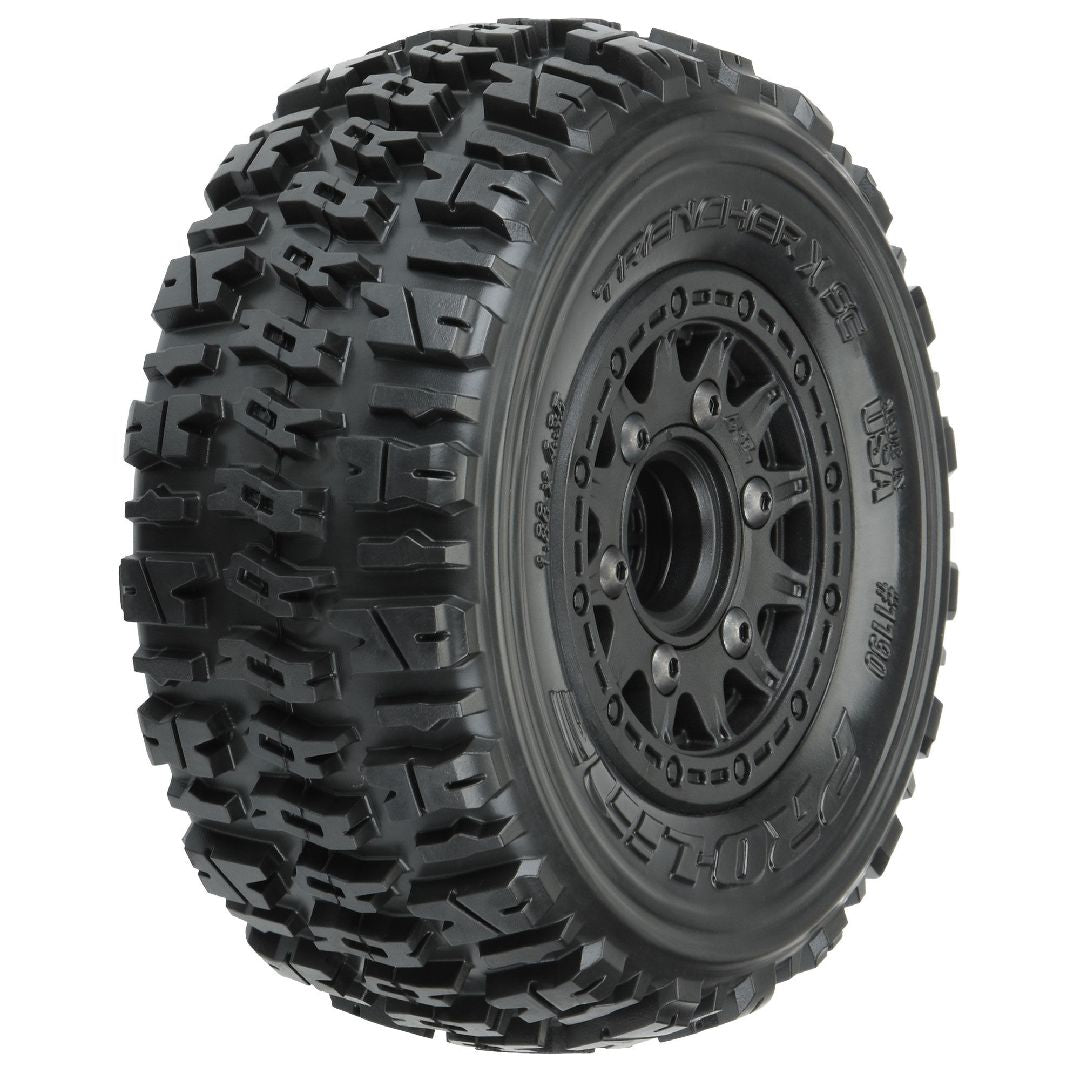 PRO119010 Pro-Line Trencher X 2.2"/3.0" Tires on Black Rem Hex Wheels (2)