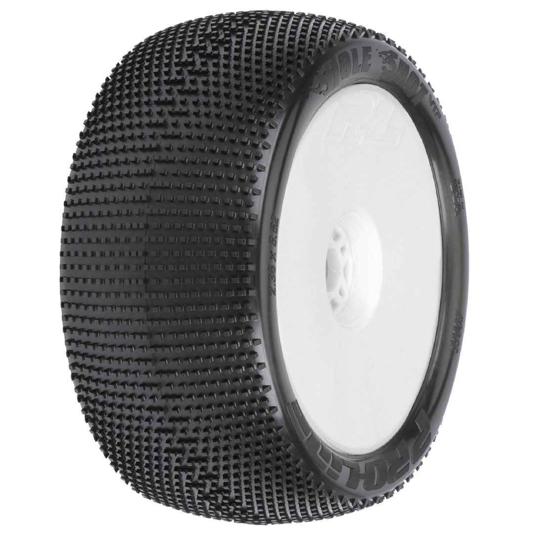 PRO9033233 Pro-Line Hole Shot 4.0" (Soft) Tires on White 0 Offset Whls (2)