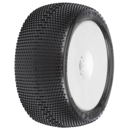 PRO9033233 Pro-Line Hole Shot 4.0" (Soft) Tires on White 0 Offset Whls (2)