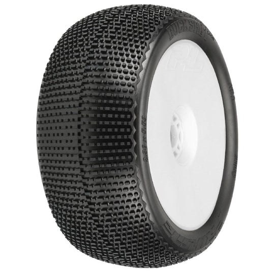 PRO9063233 Pro-Line Buck Shot 4.0" (Soft) Tires on White 0 Offset Whls (2)