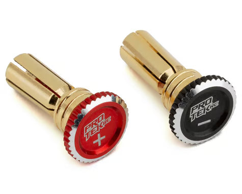 PTK-5079 ProTek RC Twist Lock Adjustable Bullet Plug Grips w/5mm Bullets (Red/Black)