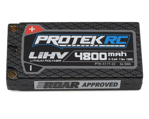 PTK-5117-22 ProTek RC 2S 130C Low IR Si-Graphene + HV LCG Shorty LiPo Battery (7.6V/4800mAh) w/5mm Connectors (ROAR Approved)