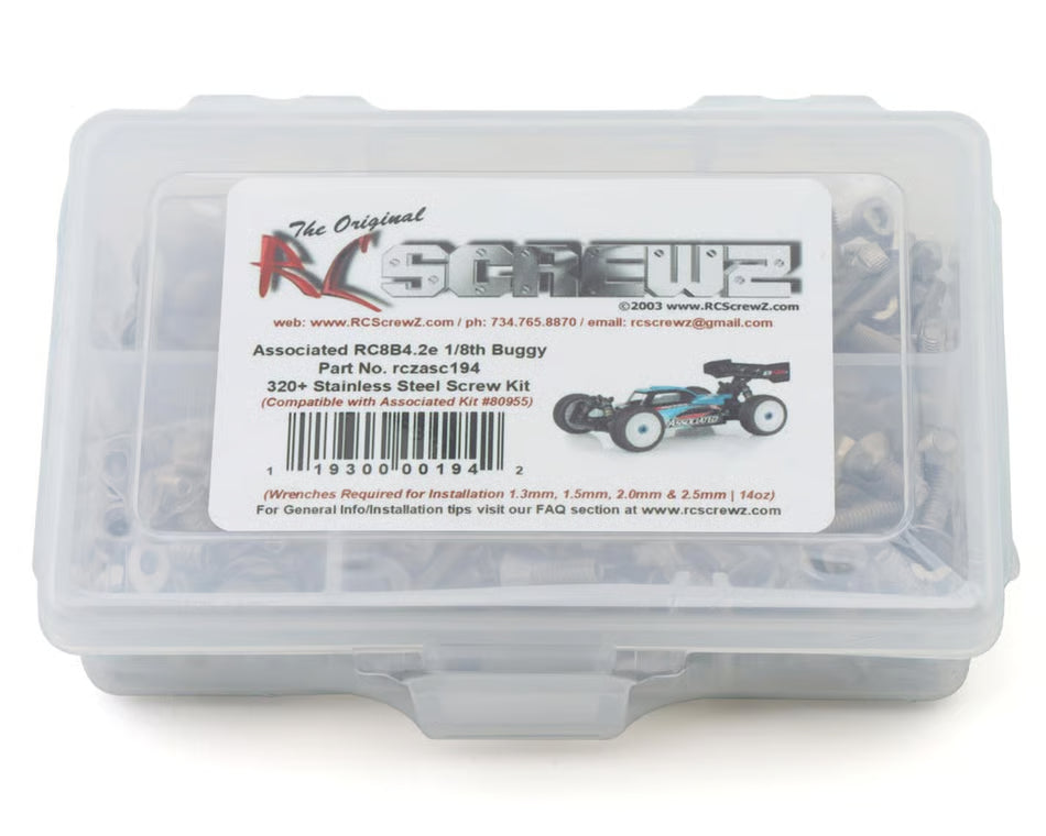 RCZASC194 RC Screwz Team Associated RC8B4.2e 1/8 Electric Buggy Stainless Steel Screw Kit