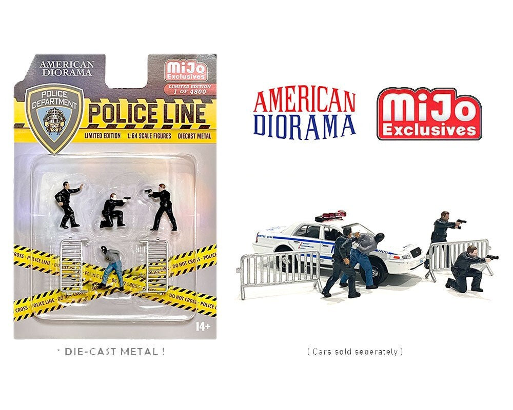 Mijo Exclusives Police Line American Diorama Limited Edition 1/64 Scale Figures Diecast Metal