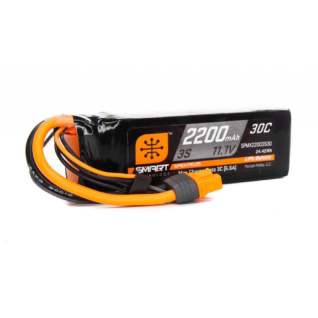 SPMX22003S30 Spektrum 2200mAh 3S 11.1V 30C Smart LiPo IC3