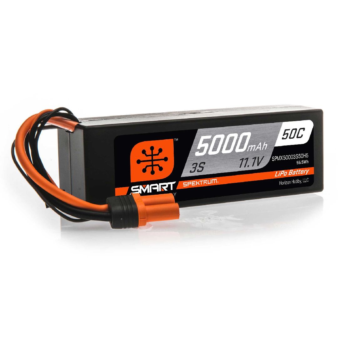 SPMX50003S50H5 Spektrum 5000mAh 3S 11.1V 50C Smart LiPo IC5 Hardcase