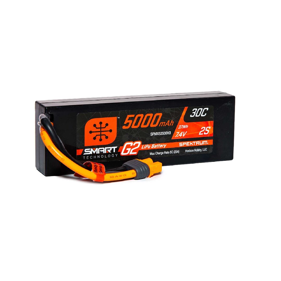 SPMX52S30H3 Spektrum 5000mAh 2S 7.4V Smart G2 LiPo 30C Hard Case; IC3