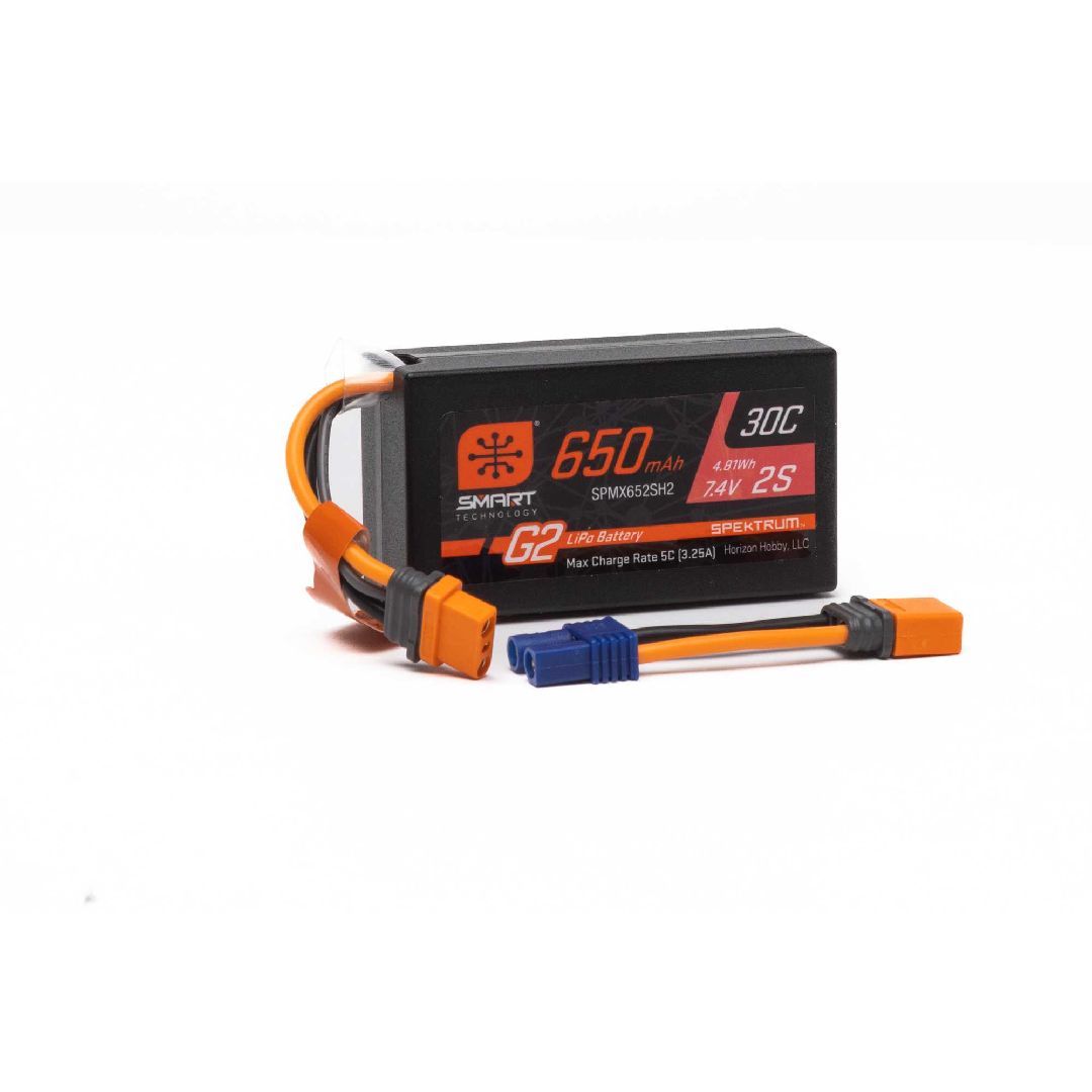 SPMX652SH2 Spektrum 650mAh 2S 7.4V Smart G2 30C LiPo; IC2