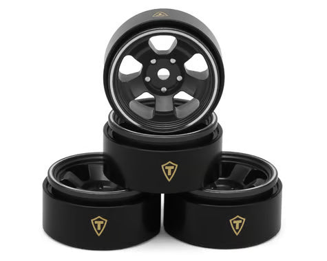 TLHTSCX30-44 Treal Hobby Axial SCX30 Type B 0.7" 5-Spoke Aluminum Micro Rock Crawler Beadlock Wheels (Grey) (4)