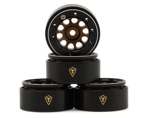 TLHTSCX30-56 Treal Hobby Type E 0.7" Aluminum Micro Crawler Beadlock Wheels (Bronze) (4) (9.5g ea) w/Brass Rings