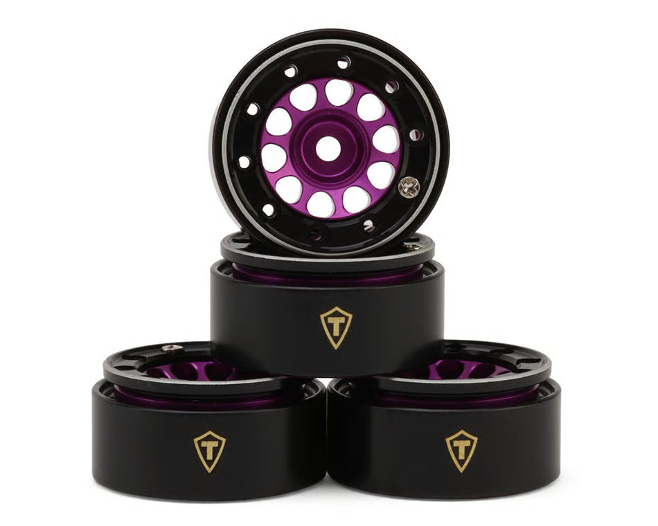 TLHTSCX30-58 Treal Hobby Type E 0.7" Aluminum Micro Crawler Beadlock Wheels (Purple) (4) (9.5g ea) w/Brass Rings