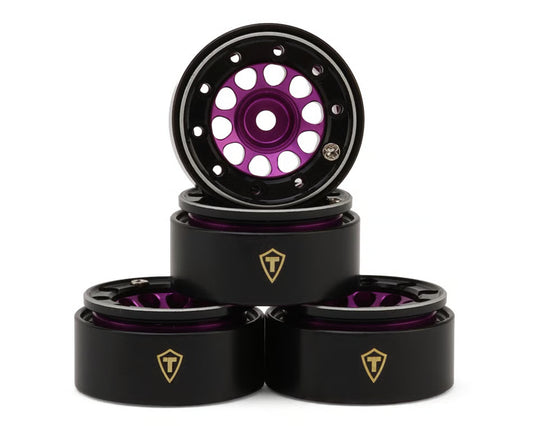 TLHTSCX30-58 Treal Hobby Type E 0.7" Aluminum Micro Crawler Beadlock Wheels (Purple) (4) (9.5g ea) w/Brass Rings