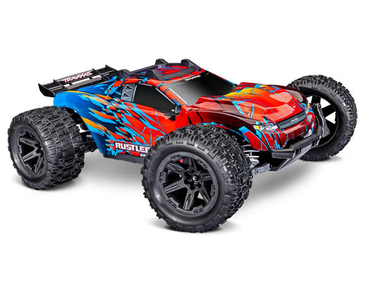 TRA67464-4RED Traxxas Rustler 4x4 VX3 1/10 RTR 4WD Brushless Stadium Truck (Red) w/VX3 ESC, TQi Sport 2.4GHz Radio & TSM