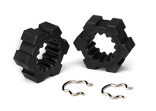 TRA7756-BLK Traxxas Wheel Hubs, Hex (2)/ Hex Clips (2)