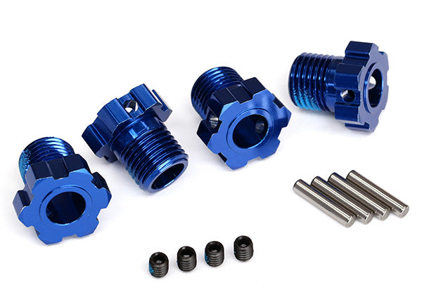 TRA8654 Traxxas Wheel Hubs, Splined, 17mm (Blue-Anodized) (4)