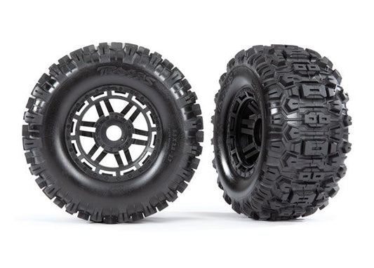 TRA8973 Traxxas Sledgehammer Tires & Wheels, Glued (Black Wheels)