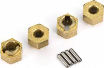 TRA9750X Traxxas Wheel Hubs 7mm Hex (Brass) (4)/Axle Pins (4)