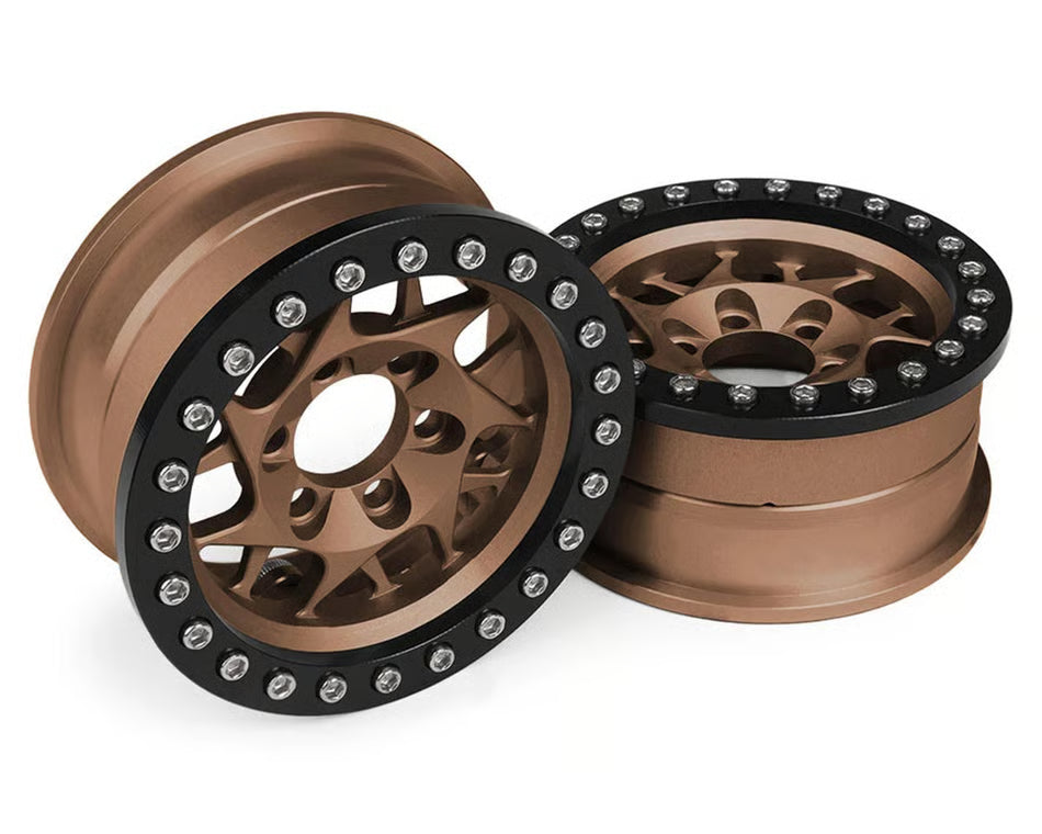 VPS07716 Vanquish Products 1.9" KMC XD127 Bully CNC Aluminum Crawler Beadlock Wheels (Bronze) (2)