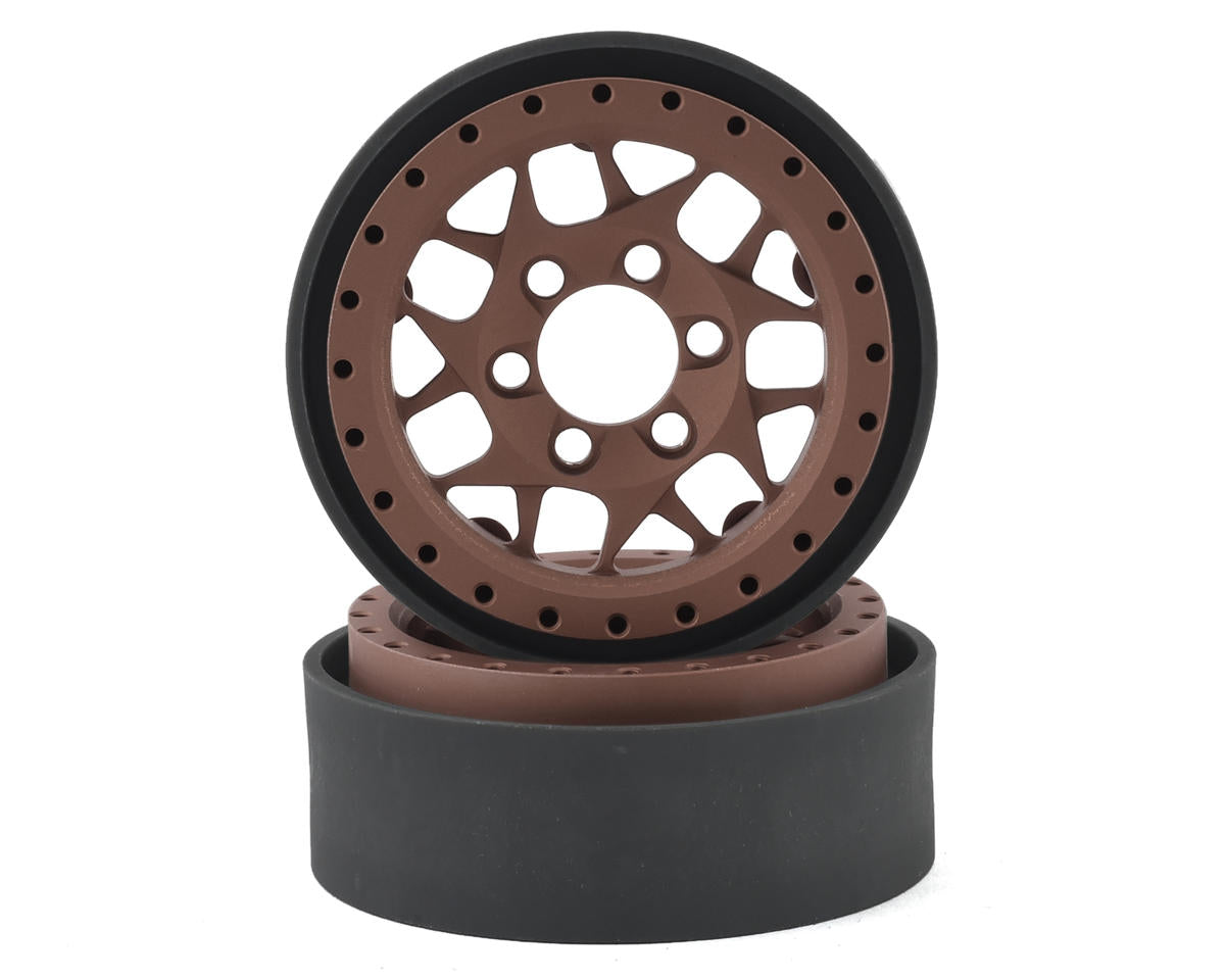 VPS07716 Vanquish Products 1.9" KMC XD127 Bully CNC Aluminum Crawler Beadlock Wheels (Bronze) (2)