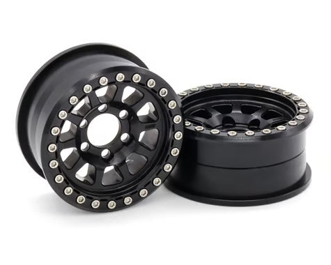 VPS08140 Vanquish Products 1.9" Battle Born Sierra CNC Aluminum Crawler Beadlock Wheels (Black) (2)