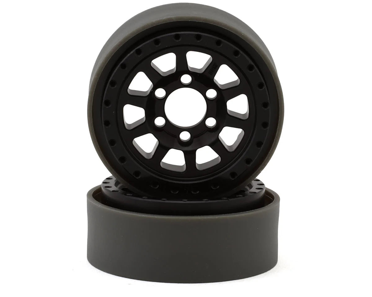 VPS08140 Vanquish Products 1.9" Battle Born Sierra CNC Aluminum Crawler Beadlock Wheels (Black) (2)